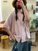 Camisa fina de Tencel de color liso, estilo nuevo de verano, corte holgado, versátil, con diseño artístico y botones al frente, camisa de talla grande al por mayor