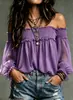 Otoño/Invierno 2026 Nuevo Moda Transfronteriza Amazon Wish Moda Femenina Europea y Americana Color Sólido Hombros Descubiertos Casual Fruncido Blusa Camisa