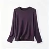 Nueva camiseta base de lana para otoño e invierno, alta elasticidad, elegante, para mujer, cuello redondo, manga larga, casual, versátil, moderna y cálida