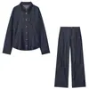 Comércio Exterior Roupas Femininas Primavera/Verão 2026 Moda Europeia e Americana Conjunto de Camisa Polo Jeans + Calça para Mulheres E490487/88