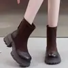 Botas Martin forradas de fleece femininas, coleção outono/inverno 2026, estilo britânico retrô popular, design patchwork, sola plataforma para altura extra, botins versáteis