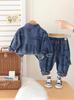 Ropa Infantil Transfronteriza Otoño Nuevo Estilo Niños Bebés y Niños Pequeños Mezclilla Casual Manga Larga Conjunto de Tres Piezas Moderno