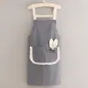 Delantal de Cocina de Lona Manga Larga Estilo Coreano Bata de Hogar Ropa de Trabajo Anti-Manchas Bata de Trabajo para Mujer Especial para Catering