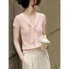 Processamento OEM xale falso de duas peças feminino malha de seda gelada com manga curta blusa de moda verão 2026