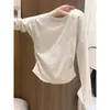 Camiseta de Manga Larga para Mujer Estilo Nuevo 2026, Corte Ajustado, Cuello Redondo y Diseño Ceñido a la Cintura, Hecha de Algodón Puro, para Principios de Otoño