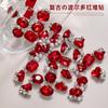 Rojo Explosivo Diamante Apilado Joyería para Uñas Celebridad de Internet Retro Ankesela Azúcar Rojo Piedra Dulce Cuadrado Gordo Corazón Torcido Bola de Diamante Decoración de Uñas