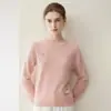Suéter feminino de cashmere % cashmere puro de cabra, nova moda outono e inverno, versátil, gola redonda, caimento solto, suéter de tricô rosa