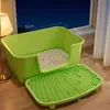 Caja de Arena para Gatos Extra Grande Anti-Salpicaduras Semi-Cerrada Inodoro para Gatos Abierto Caja de Arena para Gatos Extra Grande Suministros para Gatos