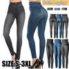 Amazon Europa y América Transfronterizo Aliexpress Amor Leggings de Algodón sin Costuras Imitación Denim Huecos Sexy Envolturas para Piernas