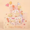Tarjeta de Felicitación de Pastel de Cumpleaños 3D Tarjeta Plegable Linda Tarjeta de Bendición Tarjeta de Mensaje de Regalo para Fiesta Infantil Deseos de Cumpleaños