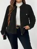 Ropa de Mujer Tallas Grandes de Comercio Exterior Transfronterizo Europeo y Americano Chaqueta Casual Retro de Primavera y Otoño con Cuello Alto y Cremallera