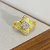 Caja Misteriosa en Vivo Oro Vintage Retro Anillo Abierto Completamente de Diamantes Circonita Esmalte Gota de Aceite Anillo Personalizado