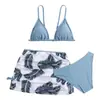 Nuevo Traje de Baño Dividido para Niños Europeos y Americanos 2024 Bikini de Tres Piezas para Mujer Traje de Baño de Malla Bikini para Niños