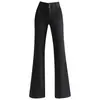 Pantalones de Campana Elásticos Adelgazantes Gruesos de Terciopelo Negro Plus para Mujer 2026 Otoño Invierno Nuevos de Cintura Alta para Viajar Casual Micro Acampanados Largos