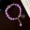 Pulsera de Flor de Margarita Floreciente Pequeña Más Vendida para Mujer, Versátil y de Gama Alta Pulsera de Cristal Rosa Cristal de Girasol, Venta al por Mayor de Joyería Yiwu