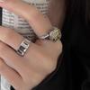 Anillo de Zircón de Azúcar Cubo de Cristal de Hielo Moda Personalidad Femenina Corea del Sur ins Abierto Ajustable Anillo de Dedo para Dieta Lujo Ligero Alto Sentido