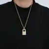 Joyería Hip-Hop Europea y Americana Candado Pequeño de Cobre Candado Colgante de Personalidad ins Cobre Incrustado Circonio Collar para Hombre