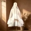 Velo Blanco de Tul Estilo Corto Youlapan V183 con Volantes Multicapa para Fotos de Novia y Bodas