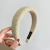 Diadema de lana tejida de ala ancha diadema de cabeza alta para mujeres de cara redonda versátil pinza para el pelo tocado para salir moda