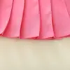 Conjunto Infantil de Verano Lindo Estilo Academia Coreana para Niñas, Camiseta con Estampado de Gato y Falda Plisada, Venta Caliente Transfronteriza