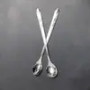 Cuchara para arroz de acero inoxidable cuchara para comidas cuchara para condimentos cuchara de encaje con chorro de arena de flor de rosa cuchara con punta de hielo cuchara redonda de hielo