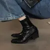 Botines retro de tacón grueso de piel de oveja con punta cuadrada de 5.5 cm, botines Chelsea patchwork para mujer, versátiles botines elásticos hasta la mitad de la pantorrilla para ir al trabajo