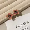 Brincos de flor de cristal de zircônia rosa com design de nicho para mulheres, pino de prata s925, brincos com temperamento vintage da Coreia do Sul