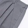 Shorts Plissados para Terno Estilo Retro Americano Old Money para Homens, Simples Baggy Cool Estilo Yamamoto Soltos de Perna Larga Cinco Pontos