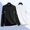 Camiseta de manga larga de otoño, diseño estampado, talla grande, para adolescentes, cuello redondo de hombre, simple y de corte holgado, top moderno