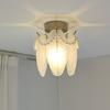 Francês Pearl Light Luxo Pequeno Candelabro Corredor Corredor Varanda Pós-moderna Romântico Quente Candeeiro de Teto de Vidro