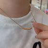 Collar de clavícula con cuentas de transferencia de estilo coreano de plata 925, nuevo y sencillo, a la moda, con diseño ligero y sencillo de lujo para mujer.