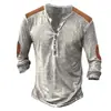 Europa y Estados Unidos transfronterizos súper ventas nueva playera de botones 7 con abertura frontal impresión digital 3D para hombre callejera de manga larga top deportivo