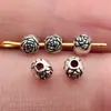 4,8X4,4X4mm, Diâmetro do Furo Aproximadamente 1,5mm, 0,22g, Cor Prata Antiga, Contas Espaçadoras Perfuradas com Textura de Flor