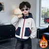 Roupas de Inverno para Meninos Veludo Au Veludo Jaqueta com Bolso com Zíper Estilo Coreano Casaco Espesso com Capuz Infantil Roupas para Bebês e Crianças Pequenas