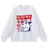 Camiseta curta de manga curta lavada preta desgastada de marca da moda estampa de personagem de anime peso pesado estilo de rua bidimensional importado