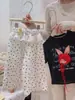 Calça Wide Leg de Verão para Meninas Tendência 2025 Novas Calças Saia de Verão para Meninas Finas Florais Casuais Emagrecedoras Largas