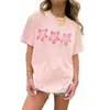 Superventas transfronterizo del sitio independiente de Amazon: Nueva camiseta casual de verano para mujer europea y americana, floral, de cuello redondo, manga corta