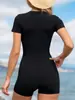 Traje de Baño Cruzado con Cremallera Protección Solar para Mujer Venta al por Mayor Trajes de Baño 2026 Secado Rápido Adelgazante Huludao de una Pieza Estilo Europeo y Americano Negro en Stock
