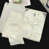 Conjunto de Roupas Doce para Casa Novo de Primavera e Outono com Fita de Gelo, Protetor de Peito, Calças de Manga Longa, Cardigã de Lapela Pode Ser Usado Fora