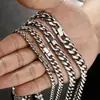 Amazon europeo y americano acero inoxidable 6-12MM acero de titanio cadena cubana de moda hip-hop collar cifrado pulsera de hombre venta al por mayor