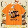 2026 Novo Plano de Transformação do Castor Camiseta Infantil de Algodão Puro Manga Curta Verão Desenho Animado Tendência Top para Meninos e Meninas