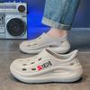 Sapatos com Furos de Coco Masculinos de Verão de Cano Alto Antiderrapantes Resistentes ao Desgaste Sandálias de Bico Fechado EVA Vazadas para Usar ao Dirigir para Homens