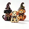 Decoración de Calabaza Fantasma Gato Negro de Madera para Halloween Habitación Escritorio Decoraciones Festivas Artesanías de Madera