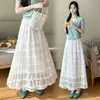 Saia midi branca feminina, nova coleção outono e inverno 2026, saia longa casual de chiffon com barra em retalhos em camadas para mulheres