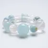 [Verão Inicial Verde Jade] Pulseira de Cristal Natural Água-Marinha para Mulheres, Presente Versátil, Pulseira Laranja-Rosa Gelo Atacado