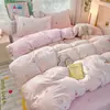 Estilo ins de dibujos animados lindo todo algodón cómodo hipoalergénico para cama individual en casa estampado de lunares patchwork conjunto de tres o cuatro piezas