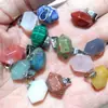Joias em alta venda cristal natural ágata pedra preciosa coluna hexagonal bala ponta dupla pingente colar acessórios