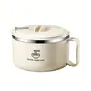 Tigela de Macarrão Instantâneo de Aço Inoxidável 304 com Tampa e Escorredor, Marmita para Dormitório Estudantil, Caneca de Macarrão Instantâneo Grande Capacidade Anti-Queda para Uso Doméstico, Tigela de Arroz