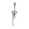 Anillo de Ombligo Europeo y Americano Transfronterizo de Acero Inoxidable 316L Anillo de Ombligo de Acero de Titanio Clavo de Ombligo Doble con Diamante Botón de Ombligo Sexy Adorno de Ombligo