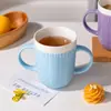 Taza de Cerámica Personalizada, Taza Creativa de Suéter con Doble Asa, Taza en Relieve, Taza de Leche, Taza de Desayuno, Procesamiento de Personalización de Regalos